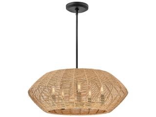 Hinkley Luca 5-Light Black Camel Rattan Candelabra Chandelier