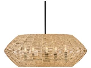Hinkley Luca 5-Light Black Camel Rattan Candelabra Chandelier