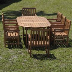 International Home Miami Amazonia Eucalyptus Grand Oval Extendable Deluxe Milano Outdoor Patio Dining Set