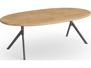 Furniture Foundations IPE Aluminum Arc 47" x 24" Coffee Table with Teak Top/ Slate