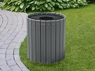 Frog Furnishings Recycled Plastic Standard Round 32 Gallon Hinged Door Receptacle