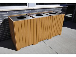 Frog Furnishings Recycled Plastic Square Recycling Center 96 Gallon Receptacles