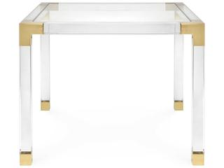 Jonathan Adler Jacques Square Glass Clear Brass Dining Table