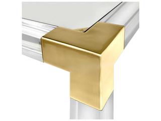 Jonathan Adler Jacques Square Glass Clear Brass Dining Table