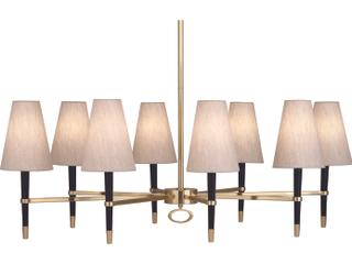8-Light Ventana Black Empire Chandelier with Natural Linen Shades