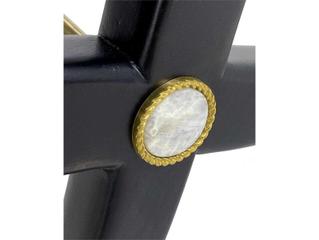 John Richard Christine Rendino Josephine Contemporary Black Gold Upholstered Accent Stool