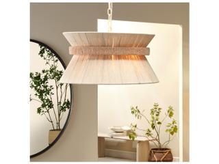 Jamie Young Corset 3- Light Cream Off White Drum Chandelier