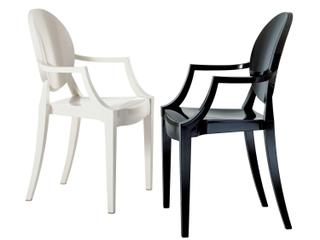 Kartell Outdoor Louis Ghost Glossy White Resin Dining Arm Chair  (Sold in 2)