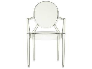 Kartell Outdoor Louis Ghost Transparent Crystal Green Resin Dining Arm Chair  (Sold in 2)