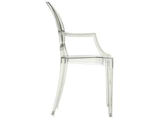Kartell Outdoor Louis Ghost Transparent Crystal Green Resin Dining Arm Chair  (Sold in 2)