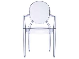 Kartell Outdoor Louis Ghost Transparent Ice Blue Resin Dining Arm Chair  (Sold in 2)