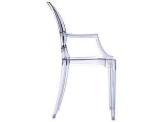 Kartell Outdoor Louis Ghost Transparent Ice Blue Resin Dining Arm Chair  (Sold in 2)