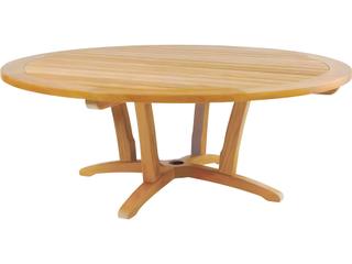 Kingsley Bate Chat Teak 55" Wide Round Chat Table with Umbrella Hole