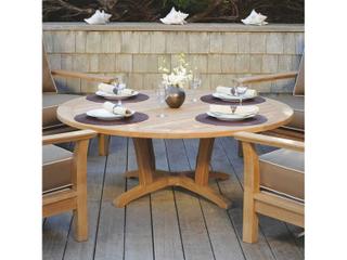 Kingsley Bate Chat Teak 55" Wide Round Chat Table with Umbrella Hole