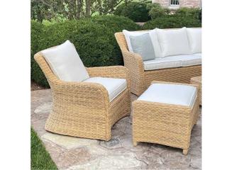 Kingsley Bate Special Order Sag Harbor Wicker Cushion Ottoman