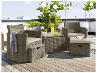 Kettler Cupido Wicker Cushion Outdoor Lounge Set in Canvas Ash