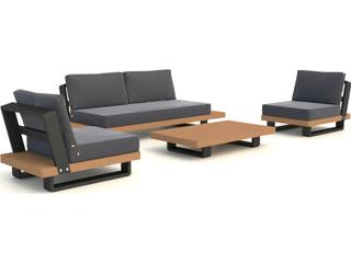 Kettler Fitz Roy Aluminum Lava Outdoor Patio Sofa in Natte Charcoal