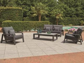 Kettler Boston Select Cushion Aluminum Lava Outdoor Lounge Set in Natte Charcoal