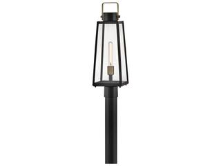 Hugh 1-Light Outdoor Post Light in Black with Clear Glass