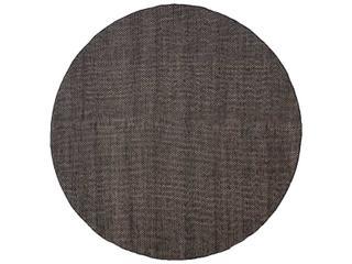 Asko Round Area Rug Handwoven Wool and Cotton Black