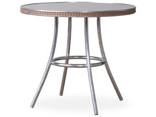 All Seasons Wicker Round Taupe Glass Top Patio Bistro Table