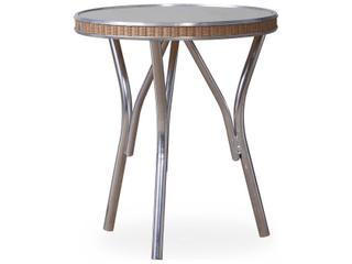 All Seasons Wicker Round Taupe Glass Top Outdoor End Table
