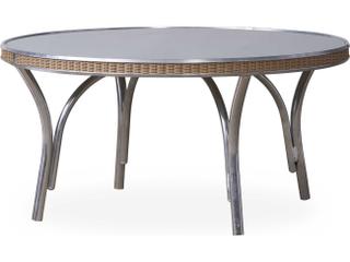 All Seasons Wicker Round Taupe Glass Top Outdoor Coffee Table