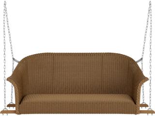 Lloyd Flanders All Seasons Wicker Loveseat Patio Swing with Padded Seat