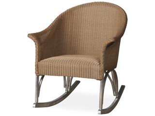 All Seasons Wicker Lounge Patio Rocker with Padded Seat