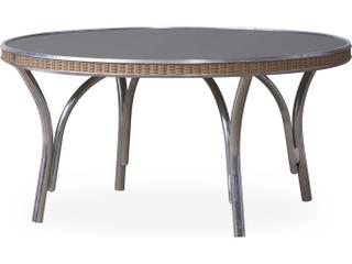 All Seasons Wicker Round Charcoal Glass Top Outdoor Patio Coffee Table with