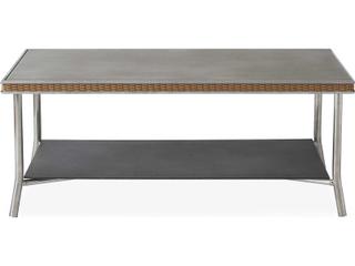 Visions Wicker Rectangular Taupe Glass Top Outdoor Coffee Table
