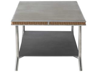 Lloyd Flanders Visions Wicker Rectangular Taupe Glass Top Outdoor Coffee Table