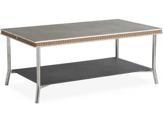 Lloyd Flanders Visions Wicker Rectangular Taupe Glass Top Outdoor Coffee Table