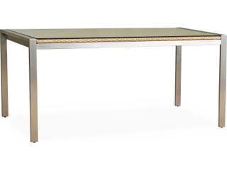 Lloyd Flanders Elements Steel Wicker Rectangular Lay-On Glass Top Patio Dining Table