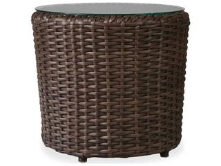 Largo Wicker Round Lay on Glass Top Outdoor Patio End Table