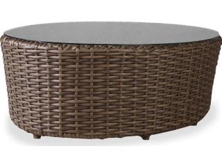 Largo Wicker Oval Lay on Glass Top Patio Coffee Table