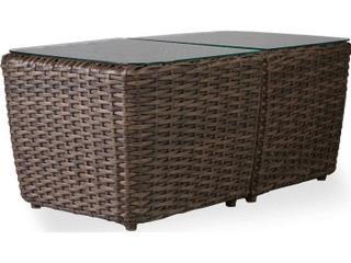 Largo Wicker Rectangular with Lay-On Glass Top Two-Piece Bunching Outdoor Coffee Table