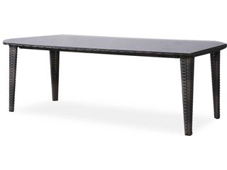 Lloyd Flanders Largo Vintage Oak Wicker Rectangular Outdoor Dining Table with Umbrella Hole