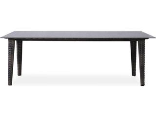 Lloyd Flanders Largo Vintage Oak Wicker Rectangular Outdoor Dining Table with Umbrella Hole