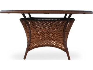 Lloyd Flanders Grand Traverse Wicker Round Outdoor Patio Dining Table with Umbrella Hole