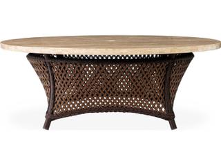 Grand Traverse Wicker Round Stone Top Outdoor Chat Table
