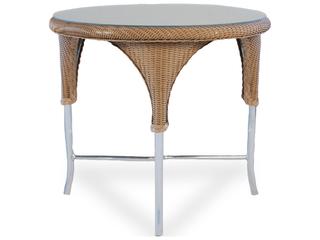 Wicker Round Glass Patio Dining Table