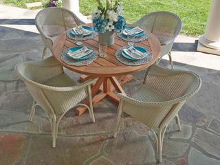 Lloyd Flanders All Seasons Wicker Patio Dining Set with Padded Seat