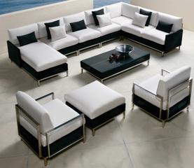 Lloyd Flanders Elements Steel Wicker Sectional Outdoor Patio Lounge Set