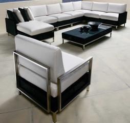 Lloyd Flanders Elements Steel Wicker Sectional Patio Lounge Set