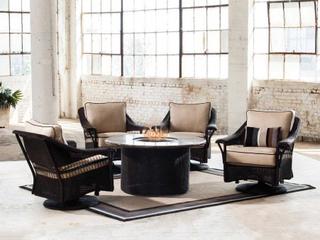 Lloyd Flanders Nantucket Wicker Fire Pit Outdoor Lounge Set