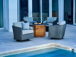Lloyd Flanders Visions Wicker Firepit Outdoor Lounge Set