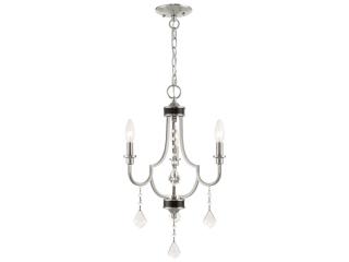 Livex Lighting Glendale 3-Light Brushed Nickel Crystal Candelabra Chandelier
