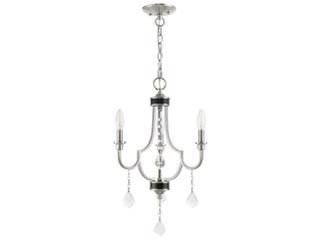 Livex Lighting Glendale 3-Light Brushed Nickel Crystal Candelabra Chandelier