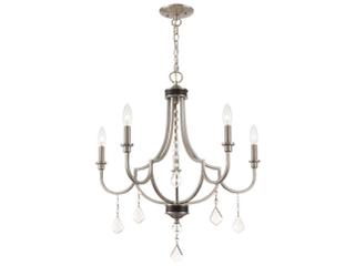 Livex Lighting Glendale 5-Light Brushed Nickel Crystal Candelabra Chandelier